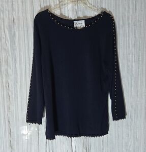 Linea by Louis Dell'Olio Na and Gold Crew Neck Sweater